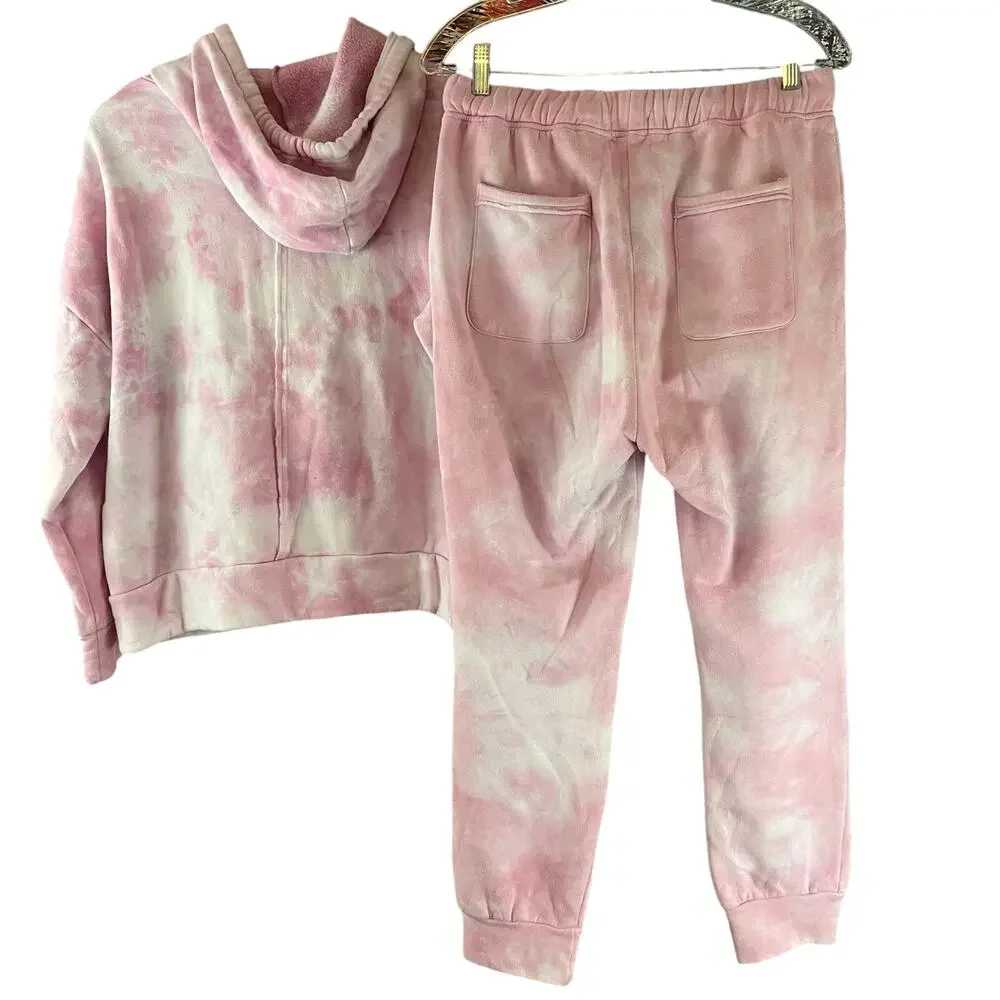 Free People Movement Work It Out Tie Dye Hoodie Pants Set Medium Pink - Picture 7 of 9